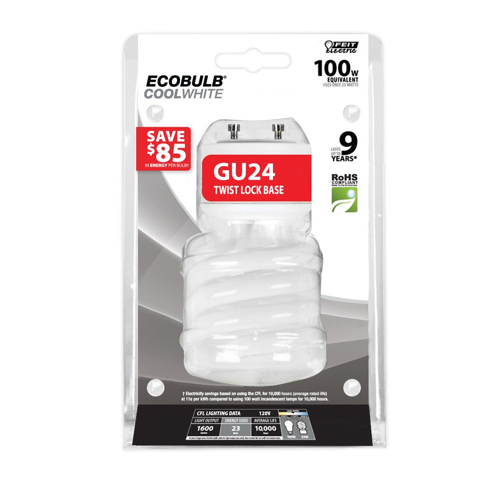 1PC Feit Electric Feit Electric BPESL23TM/GU24 Mini Twist Lock Base Bulb, 23 Watt