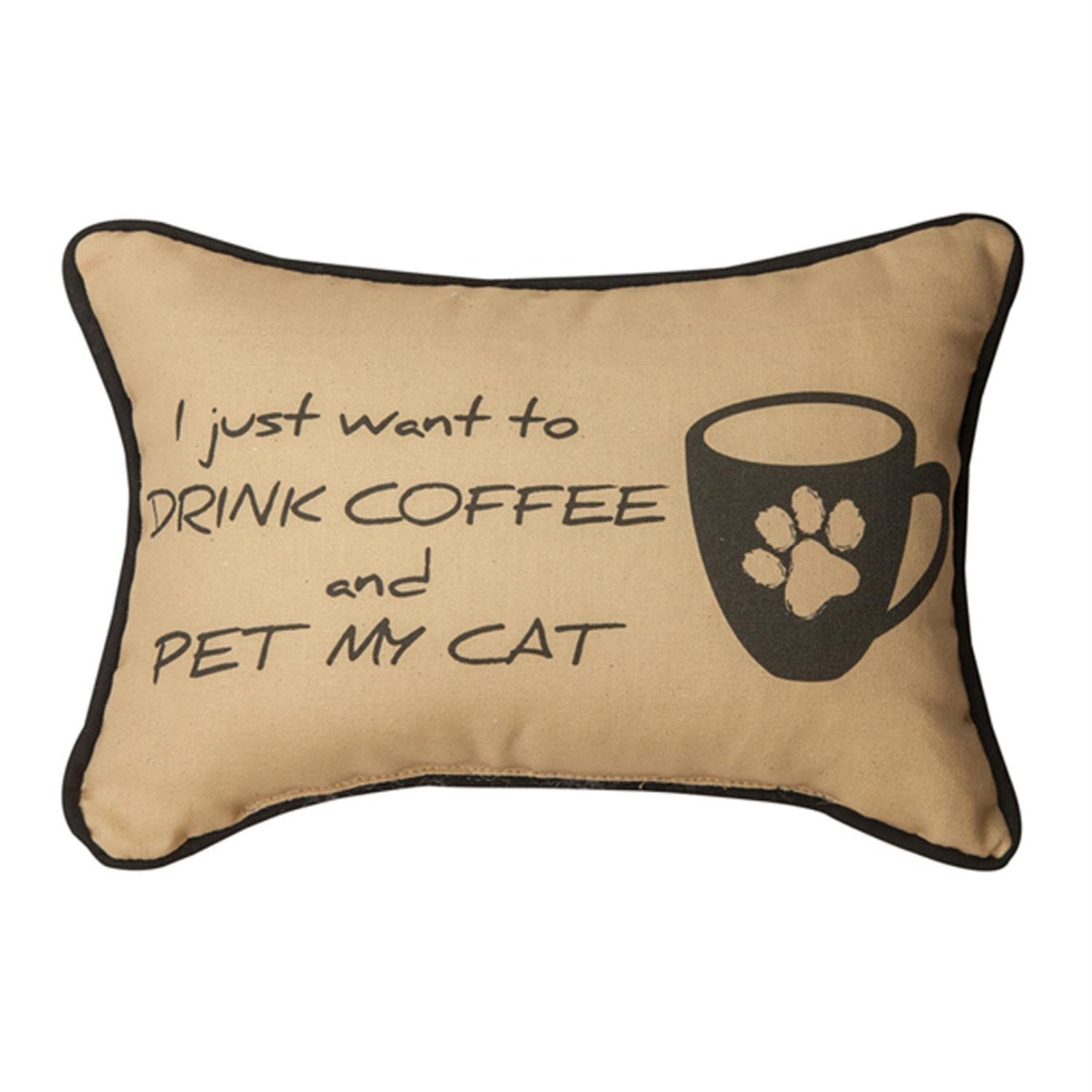 Manual Woodworkers & Weavers  12.5 x 8.5 in. I Just Wanted to Drink Coffee & Pet My Cat Pillow