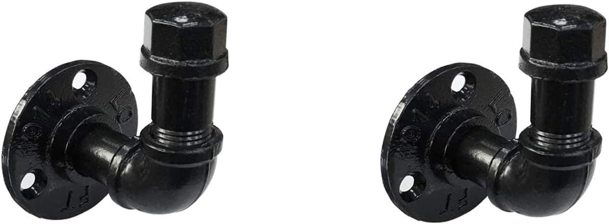 gotonovo Rustic Industrial Towel and Robe Hook Set Wall Mounted Towel Hook Kit Heavy Duty DIY Style Industrial Iron Pipe Black Finish 2 Pieces