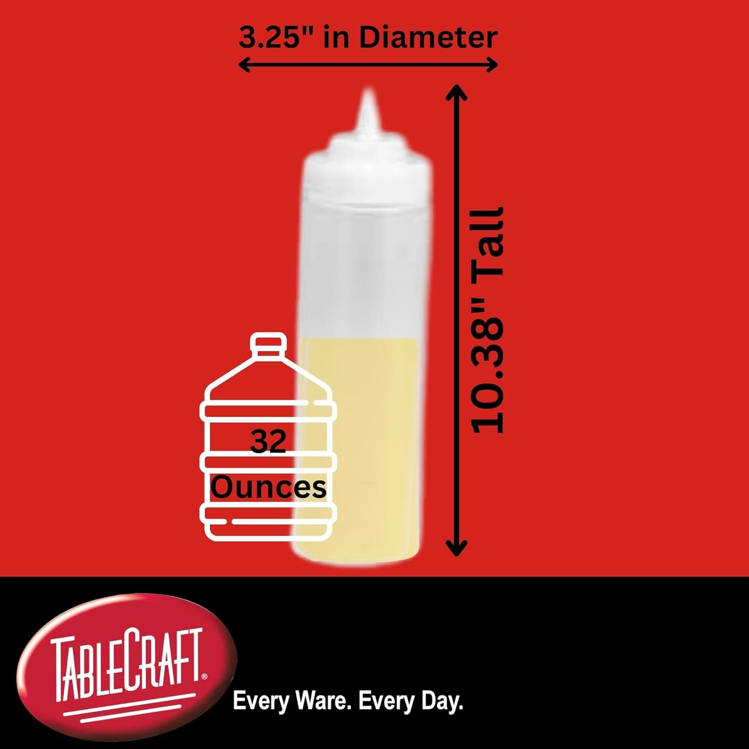 Clear 32 oz WideMouth Squeeze Dispenser Bottles, Pack of 6