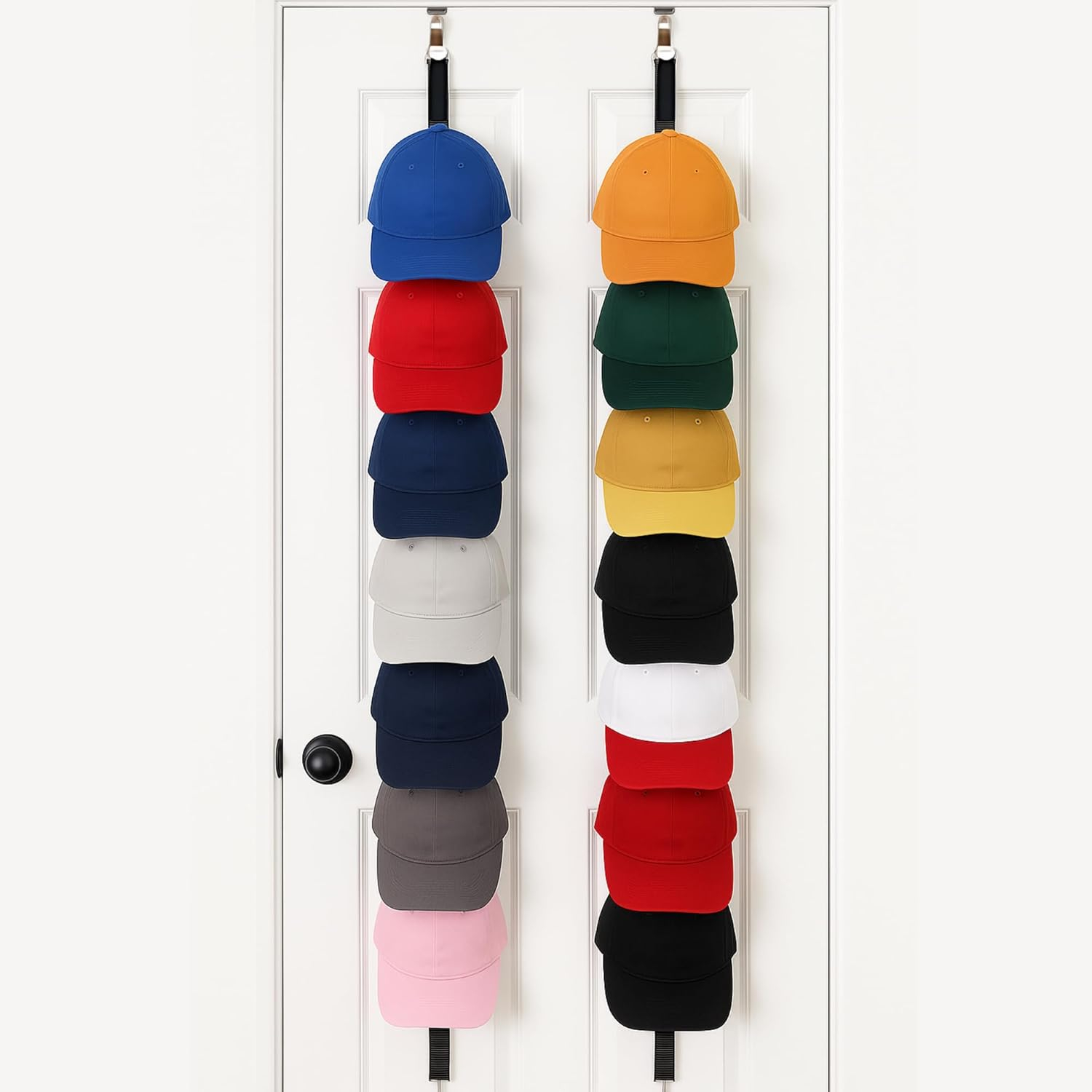 Jokari 16 Hook Cap Rack Over the Closet Door for Baseball Caps and Accessories, 2 Pack
