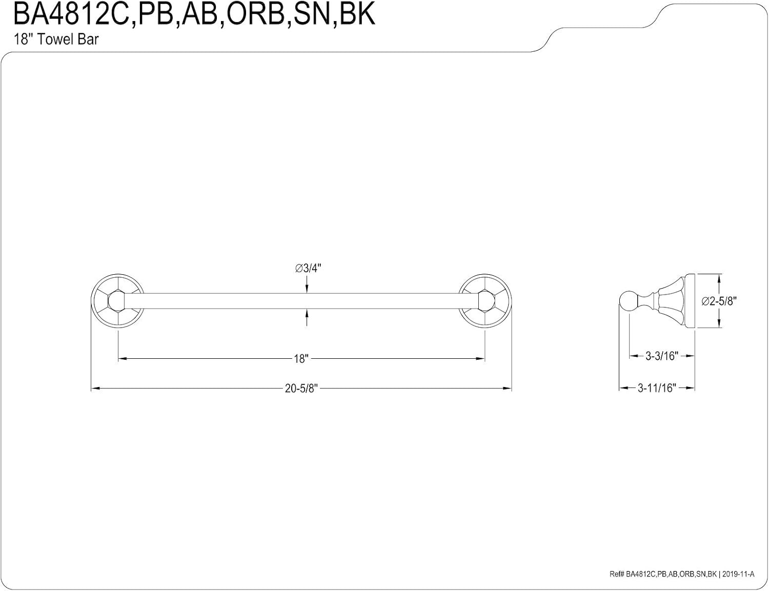 Kingston Brass Metropolitan 18" Towel Bar