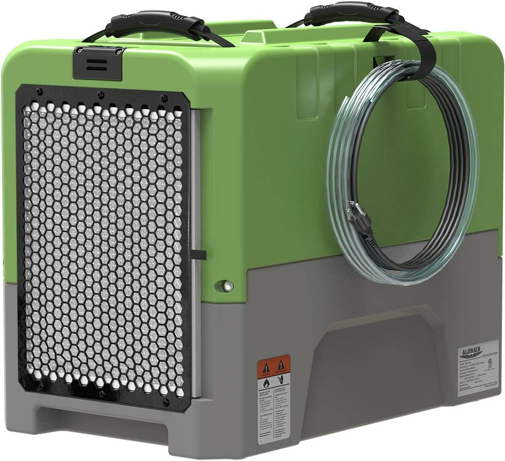 Refine Air Treatment ALORAIR 180 PPD Commercial Dehumidifier with Pump Drain Hose for Basement Warehouse & Job Sites Green