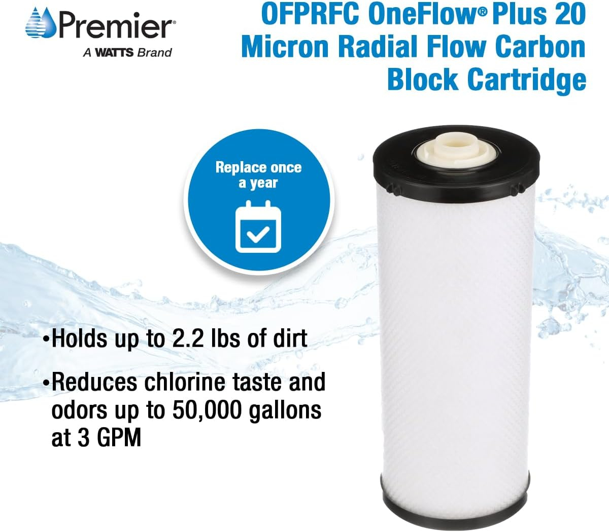 Watts Premier OneFlow+ Radial Flow Carbon Block Filter, OFPRFC