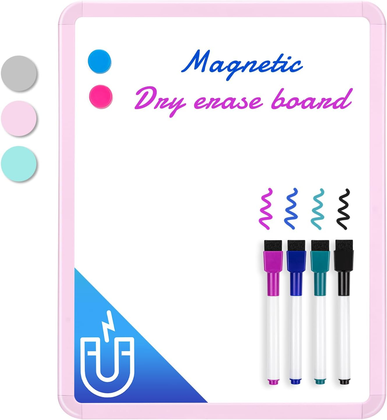VUSIGN Small White Board Dry Erase, 14'' x 11'' Magnetic Dry Erase Board, Mini Whiteboard with Markers for Kids, Students, Fridge, Wall, Locker