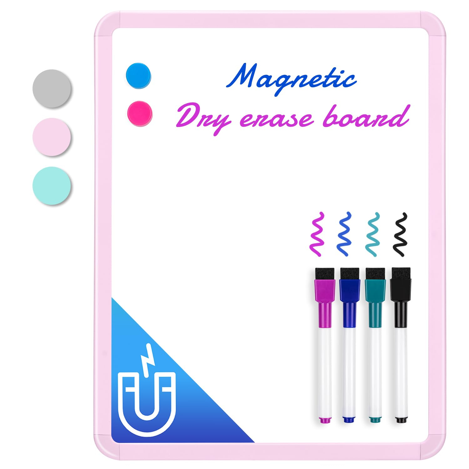 VUSIGN Small White Board Dry Erase, 14'' x 11'' Magnetic Dry Erase Board, Mini Whiteboard with Markers for Kids, Students, Fridge, Wall, Locker