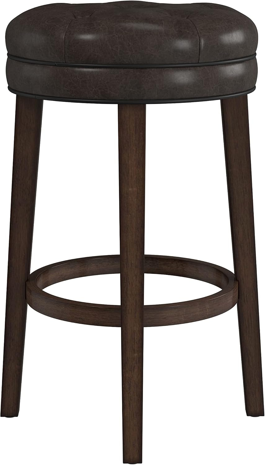 Hillsdale Krauss Backless Swivel Bar Height Stool, Dark Brown