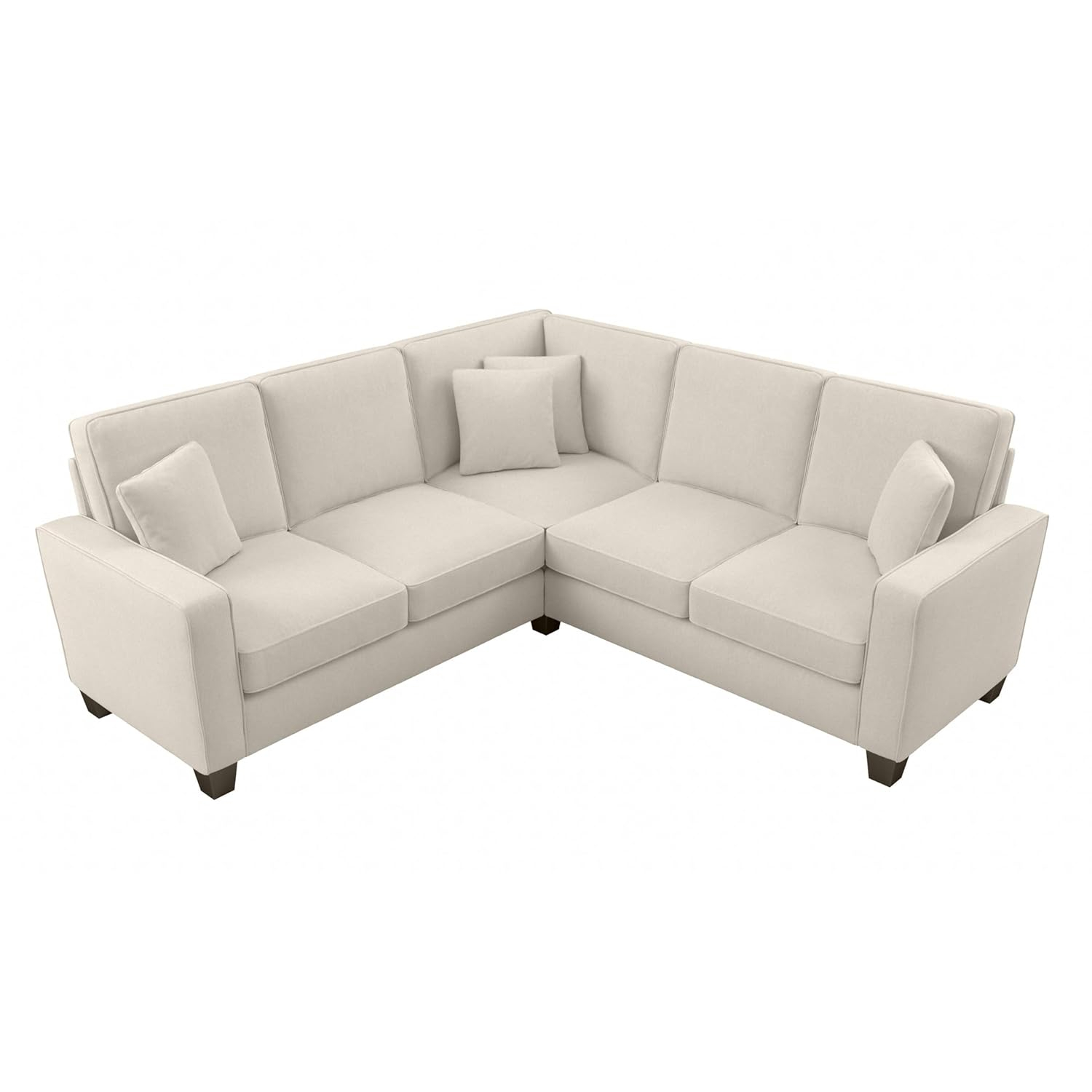 Stockton 87W L Shaped Sectional Couch in Cream Herringbone Fabric