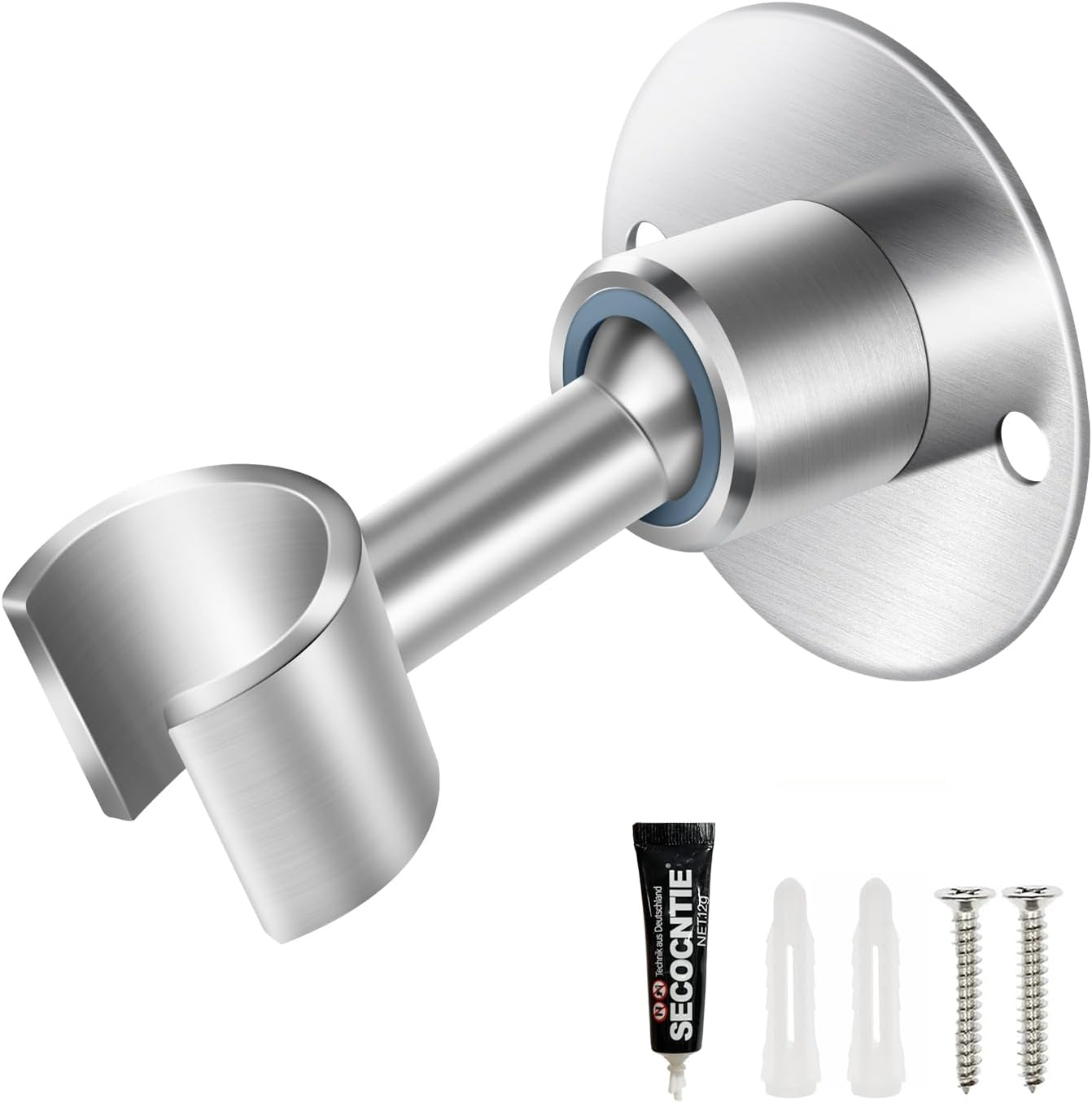 Shower Head Holder Wall Mount,Stainless Steel Handheld Shower Head Holder,Adjustable Shower Spray Holder Metal Shower Head Bracket,Brushed Finish