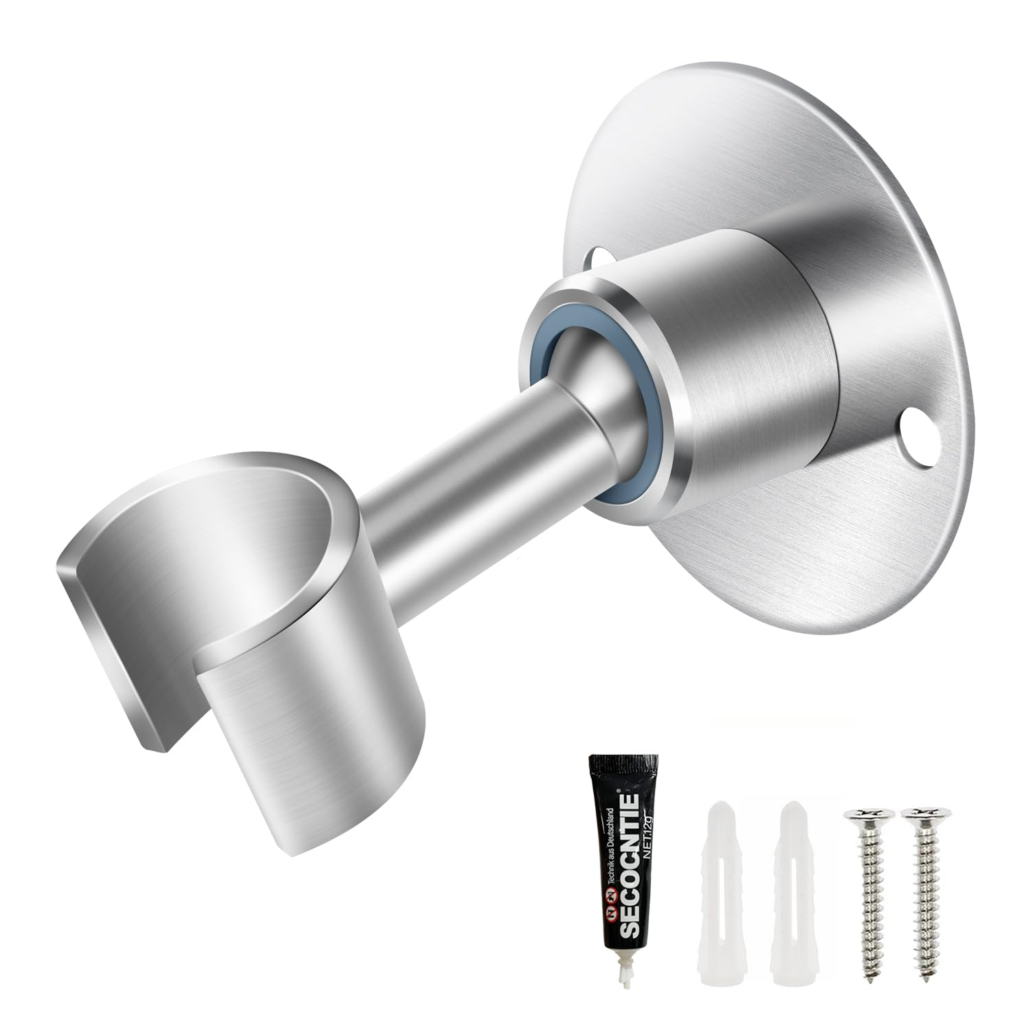 Shower Head Holder Wall Mount,Stainless Steel Handheld Shower Head Holder,Adjustable Shower Spray Holder Metal Shower Head Bracket,Brushed Finish