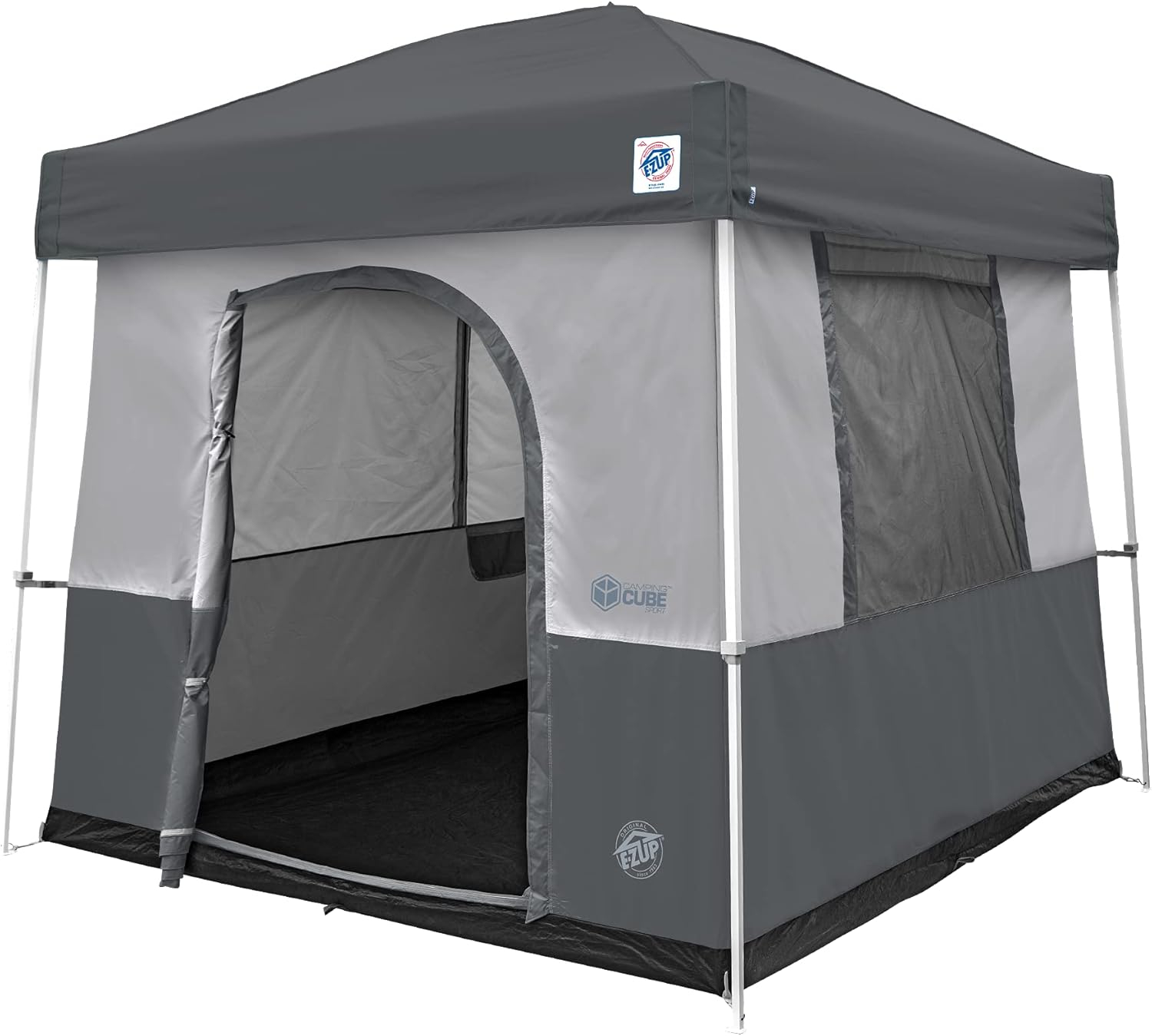 Gray and White 5-Person Pop Up Camping Tent with Aluminum Poles