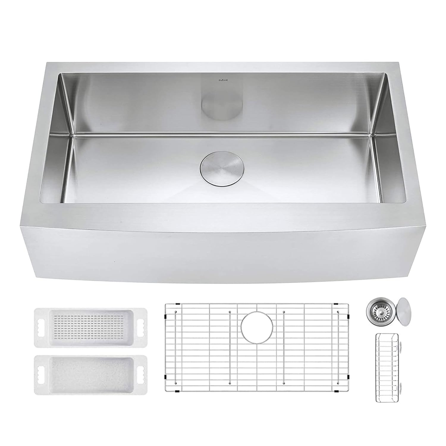36-Inch Brushed Stainless Steel Farmhouse Apron-Front Single Bowl Kitchen Sink