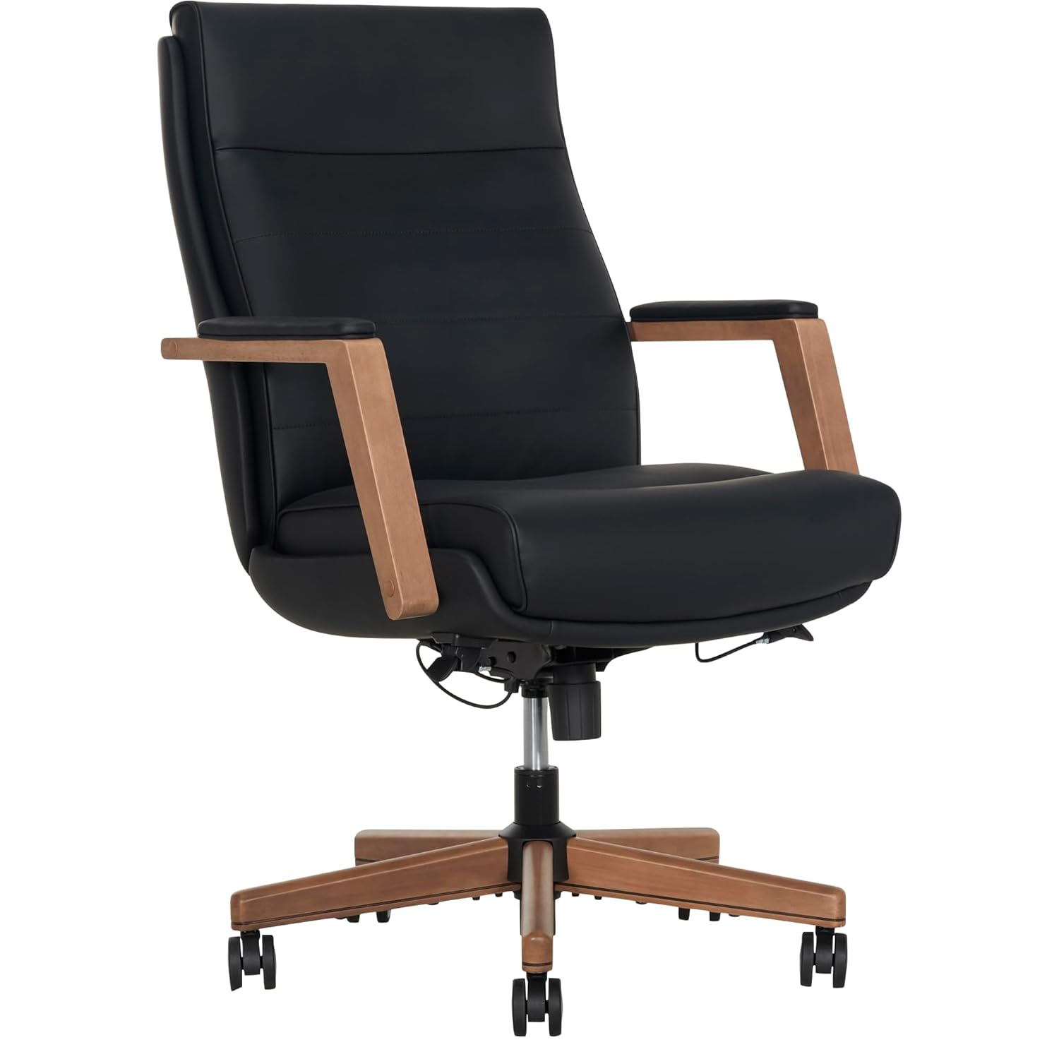 Thomasville® Fendley Ergonomic Vegan Leather Mid-Back Office Chair, Black/Brown