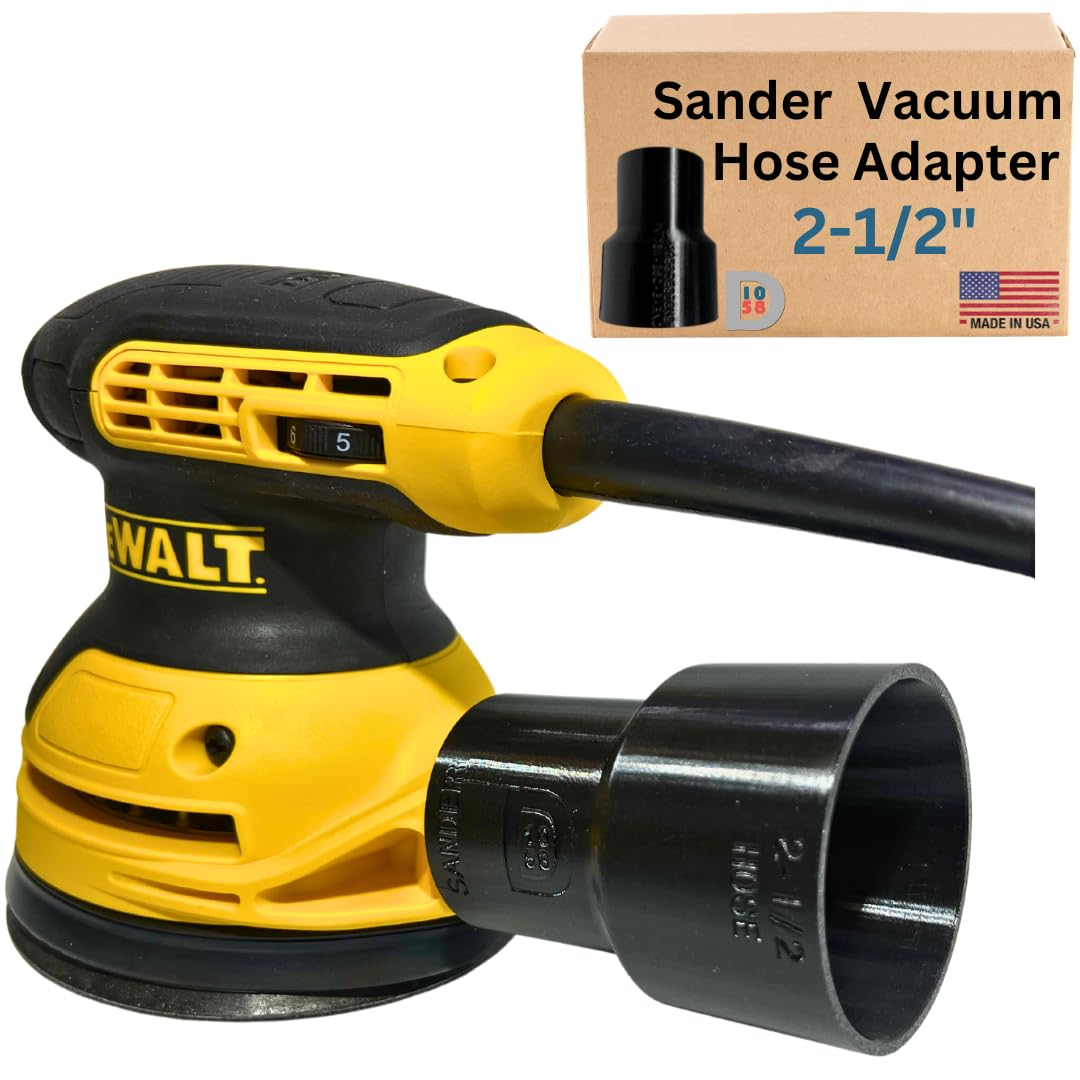 Vacuum Adapter for Dewalt or Craftsman Sanders - Dust Collection - Galactic Gadgets 1-1/4in - Black
