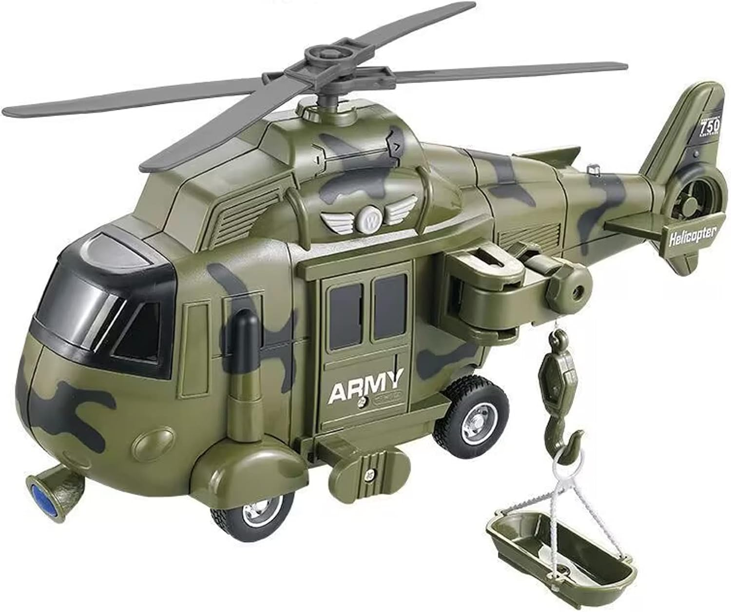 Military Helicopter Toy with Lights and Sound Sirens,Friction Powered Boys Army Toys,Rescue Vehicles Toys for Kids Aged 3 and Up
