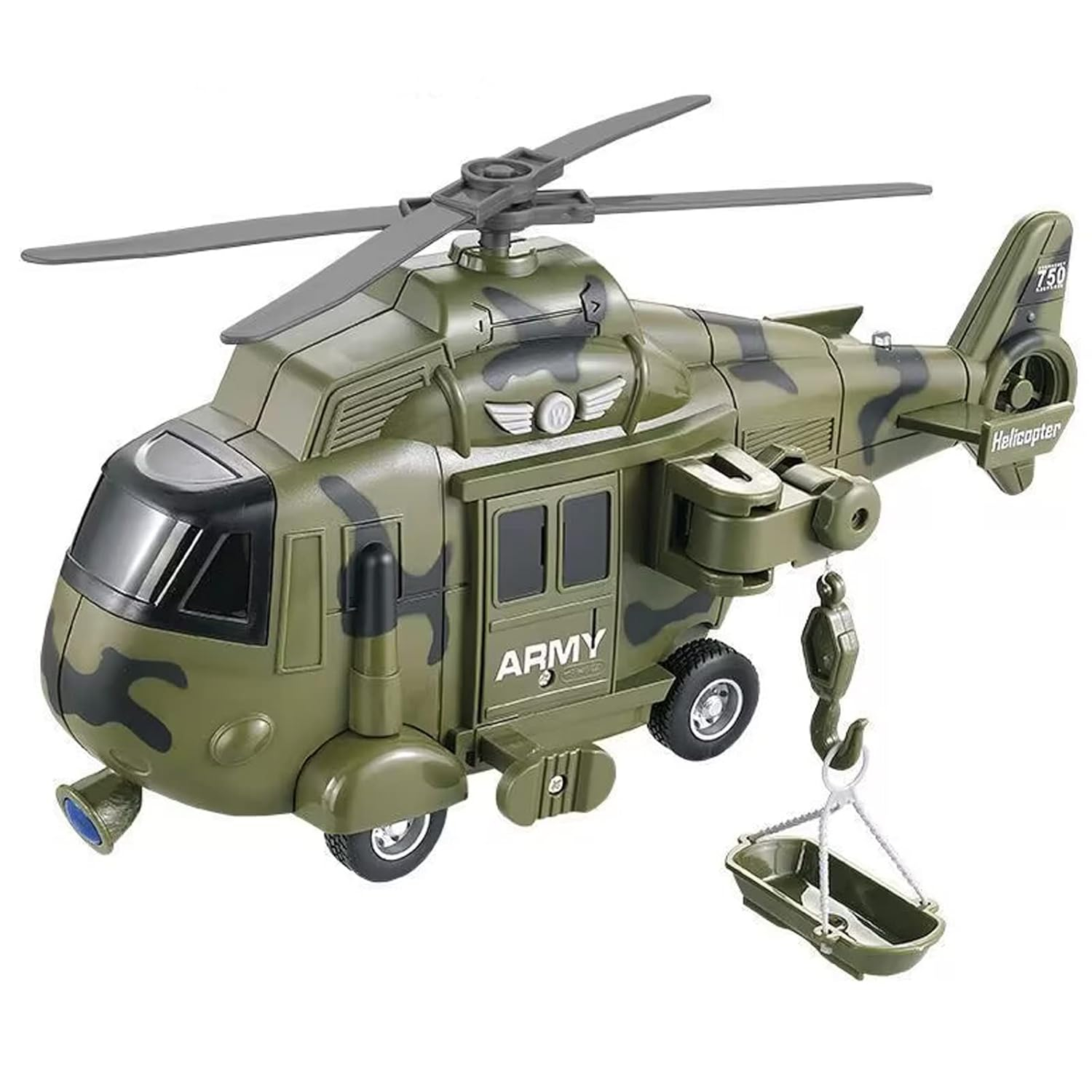 Military Helicopter Toy with Lights and Sound Sirens,Friction Powered Boys Army Toys,Rescue Vehicles Toys for Kids Aged 3 and Up