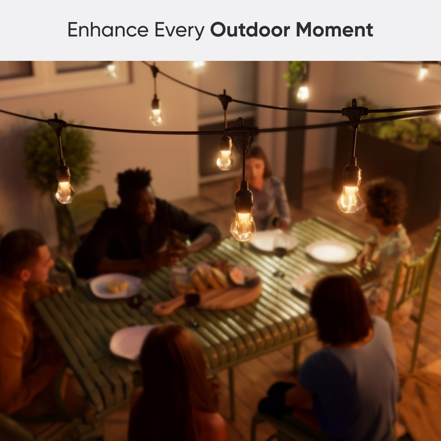 Matter Smart Multicolor LED Outdoor String Lights with Addressable Bulbs