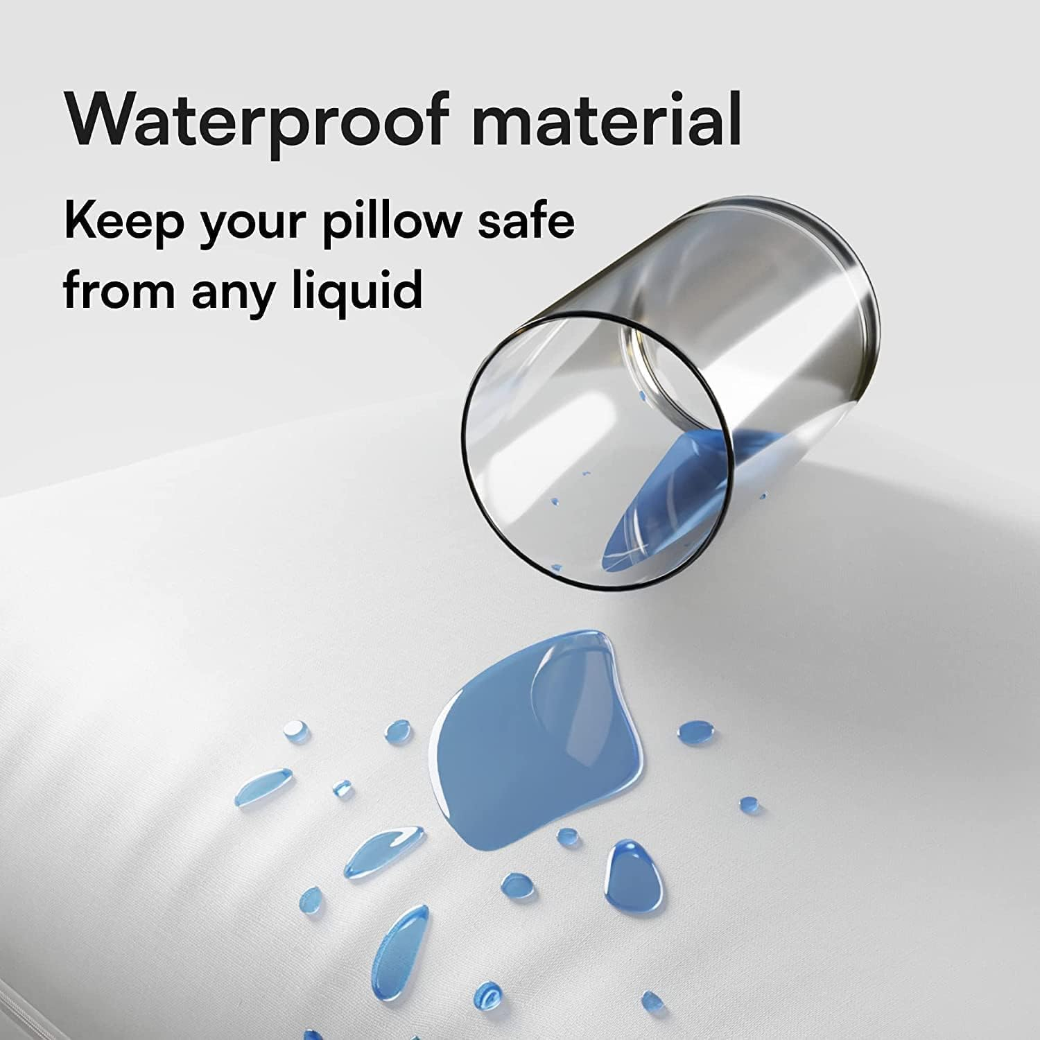 Niagara 4 Pack Waterproof Pillow Protectors King 20x36 Inches Smooth Zipper Premium Encasement Covers Quiet Cases Set White