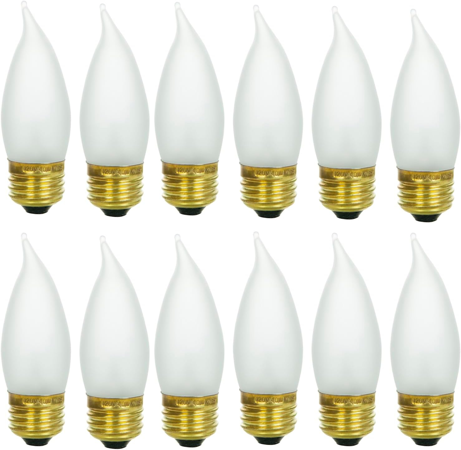 Soft White Frosted Decorative Incandescent Flame Tip Bulbs, 25W, 12 Pack