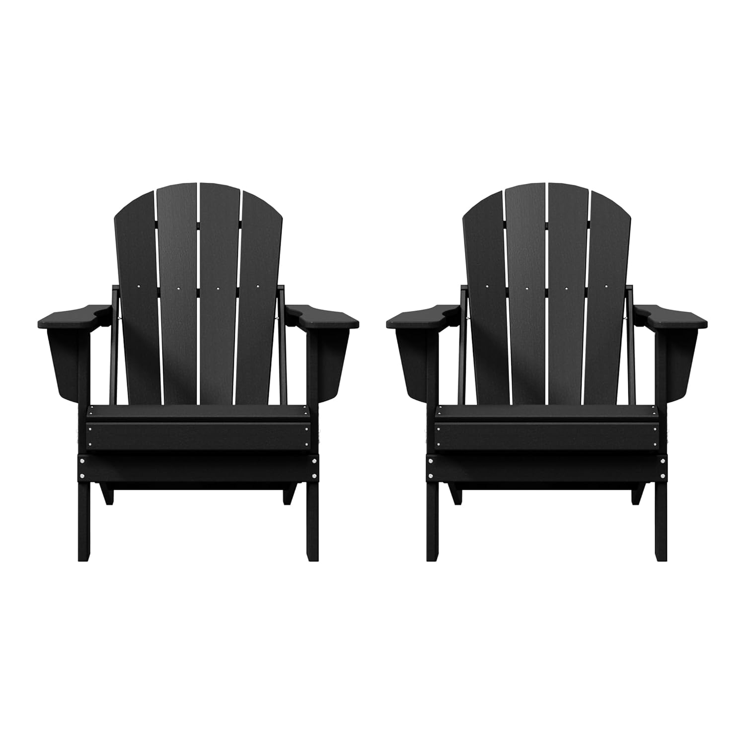 Westin Outdoor Braxton Folding Plastic Adirondack Chair - Black (Set of 2)