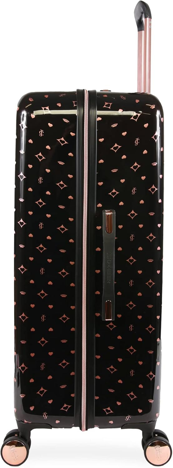 Juicy Couture Women's Arwen Spinner Luggage, Black/Rose Gold, 2pc Set