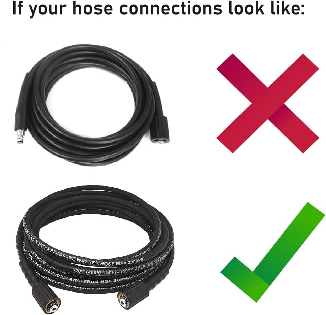 Vortxx Pressure Washer Quick Connect Adapter Set for Sun Joe SPX Series, M22-15mm to 3/8" Quick Release, 5000 PSI, Complete Hassle-Free Set