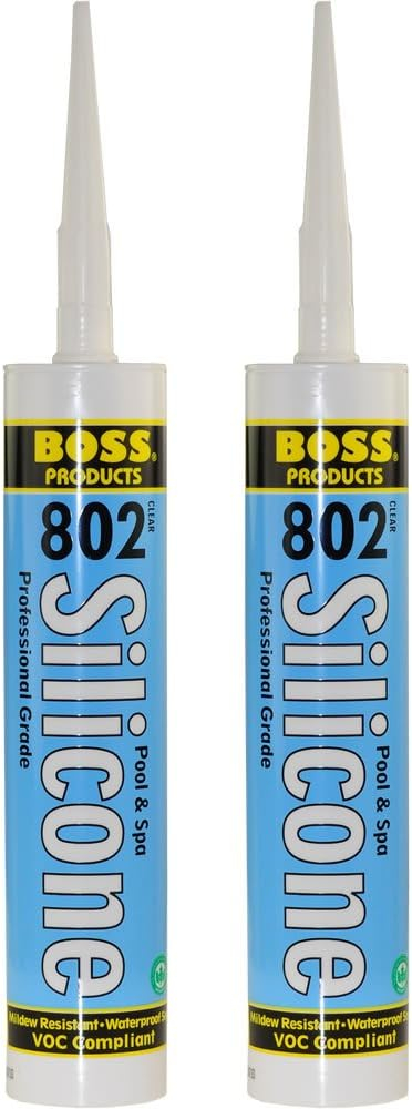 2-Pack Boss 802 Clear Pro Grade Silicone Sealant for Pool, spa, Household - 2 x 280ML. Tubes