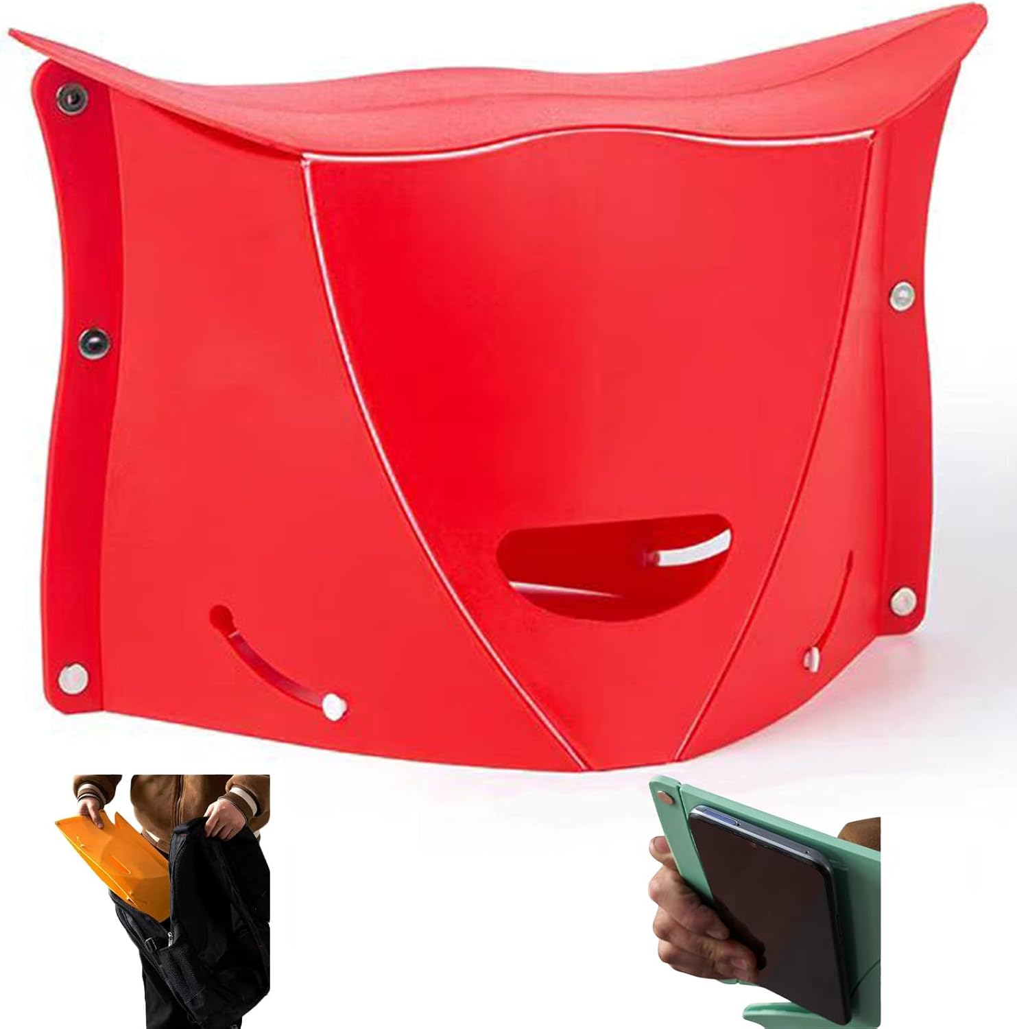 Foldable Portable Outdoor Stool, Thickness of 0.5 in, Quick Opens for Camping Hiking Picnic Fishing Subway, Lightweight Mini Folding Travel Potty Stool, Footrest for Air Travel Red