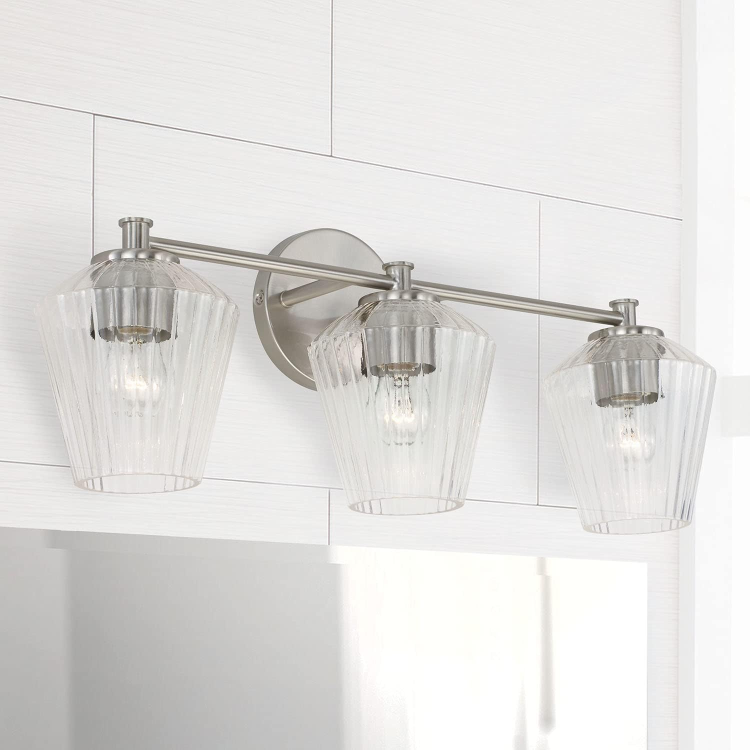 Aged Brass and Clear Glass 3-Light Vanity Fixture