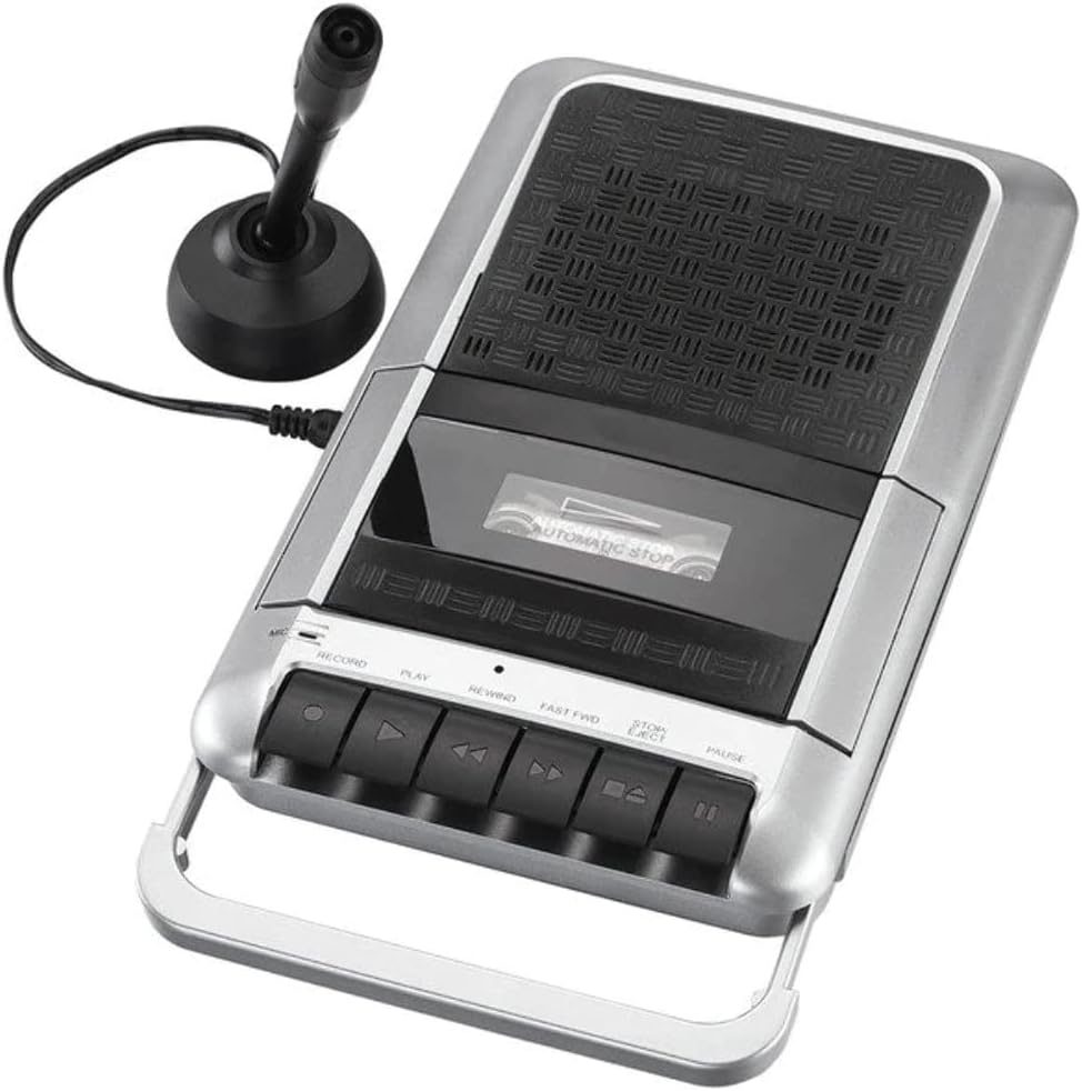 Sylvania Cassette Tape Recorder with Built-in Microphone and Carry Handle