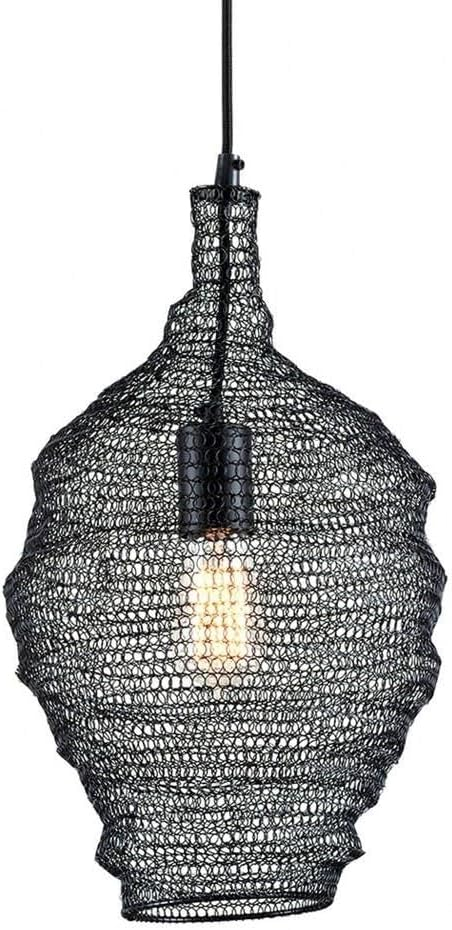 Eclipse 14" Black Iron Mesh Pendant Light with Adjustable Cord