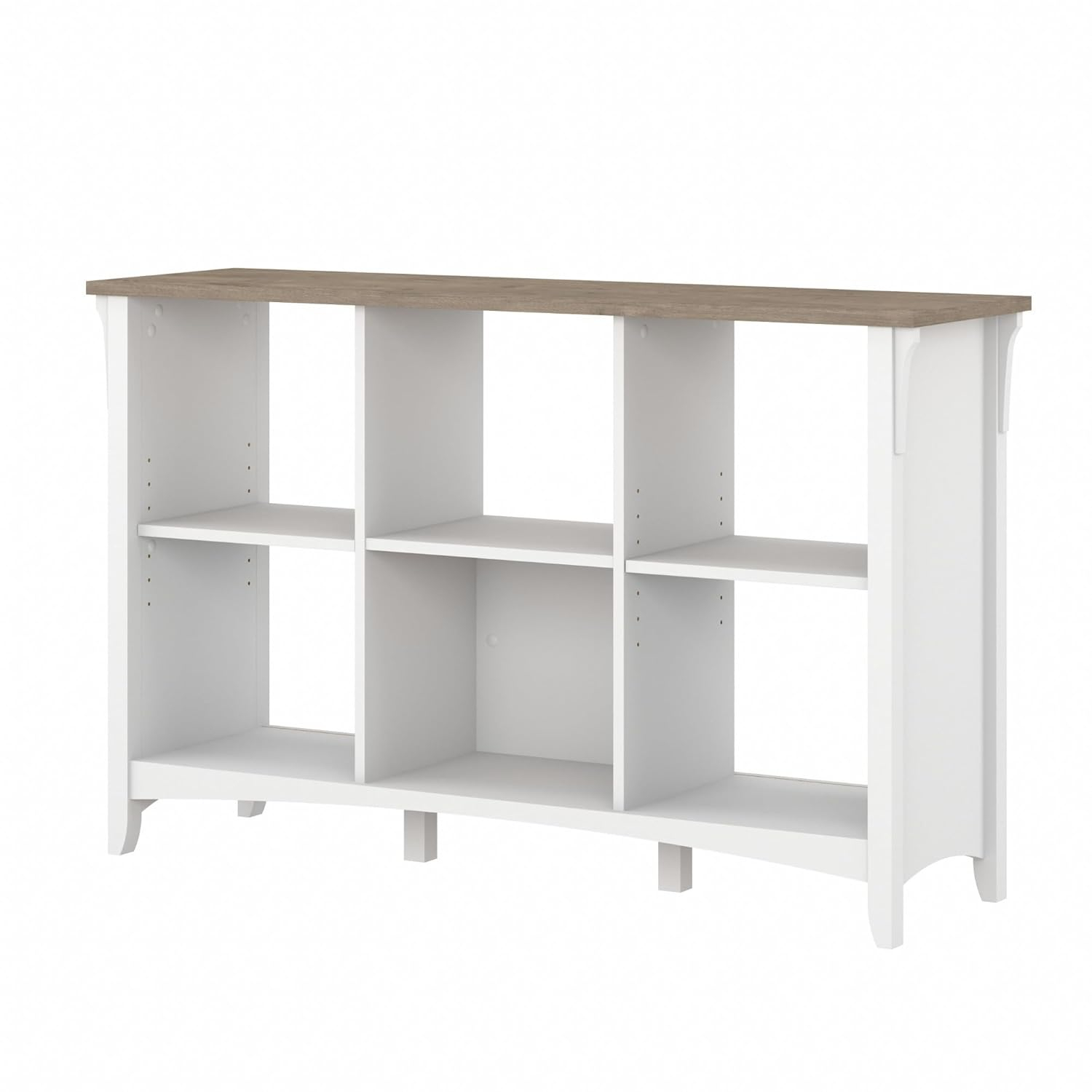 Bush Furniture Salinas 6 Cube Bookcase Organizer, Shiplap Gray & Pure White