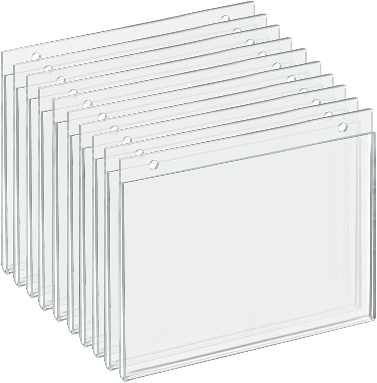 Azar Displays Clear Acrylic Wall Hanging Frame 7" Wide x 5'' High - Horizontal/Landscape, 10-Pack (Set of 10)
