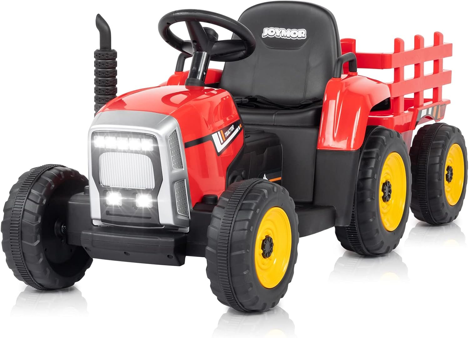 JOYMOR Ride on Tractor with Remote Control, 12V Electric Tractor with Trailer for Toddler, Battery Powered Ride on car Toy for Boys and Girls