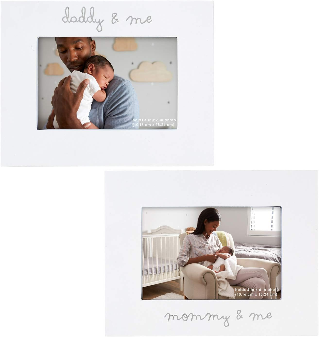 c.r. gibson ''mommy and me'' and ''daddy and me'' baby photo frame set 2 piece, 9'' x 7''