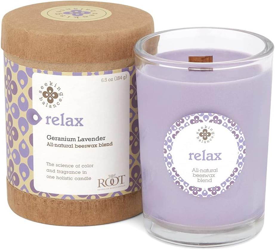 Root Candles Relax Geranium Lavender Scented Jar Candle