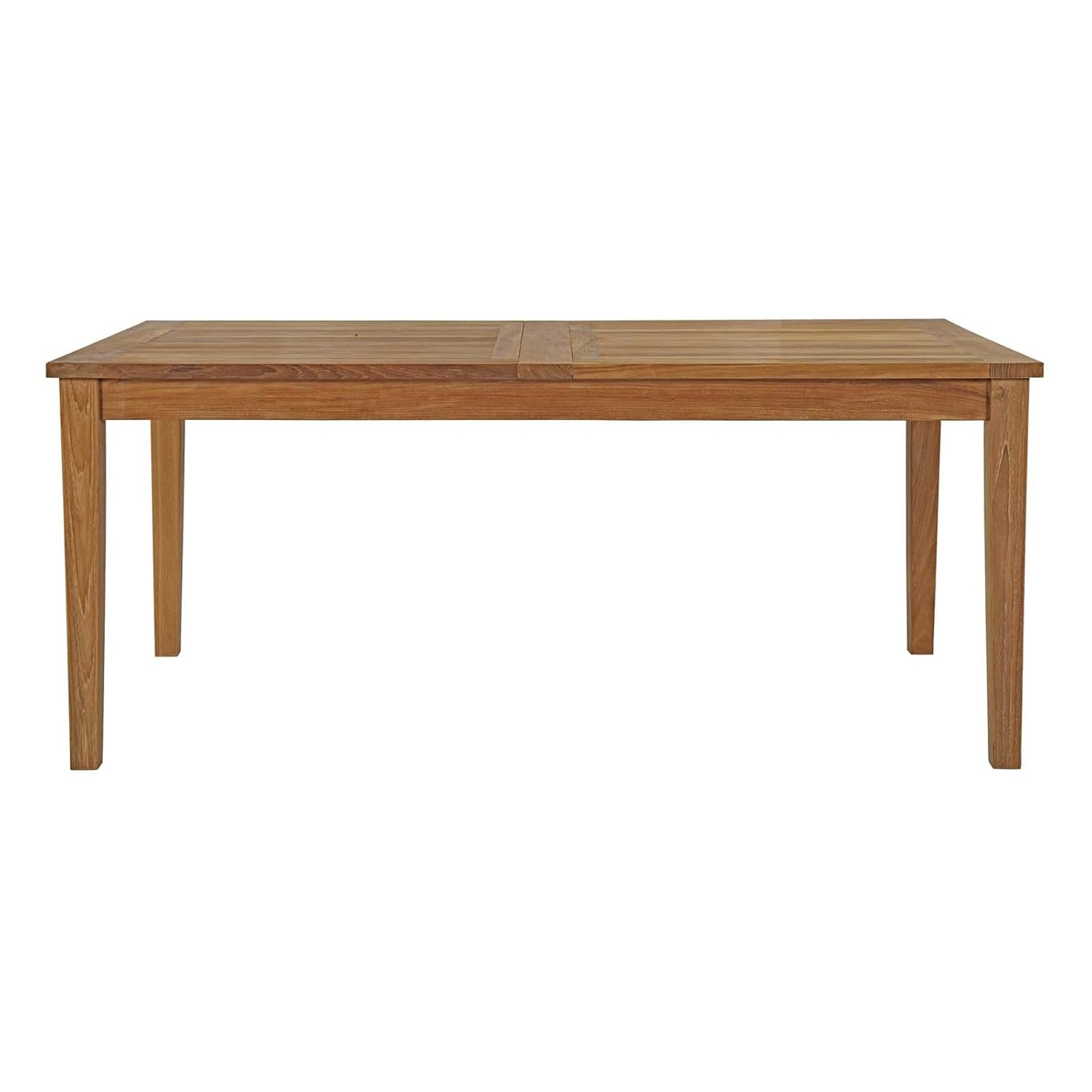 Marina Natural Teak Wood Extendable Outdoor Dining Table
