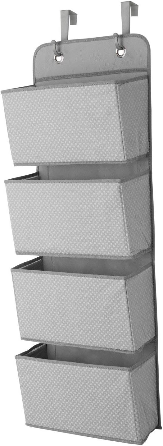 Delta Children 4 Pocket Over The Door Hanging Organizer - 2 Pack, Easy Storage/Organization Solution - Versatile and Accessible in Any Room in the House, Dove Grey