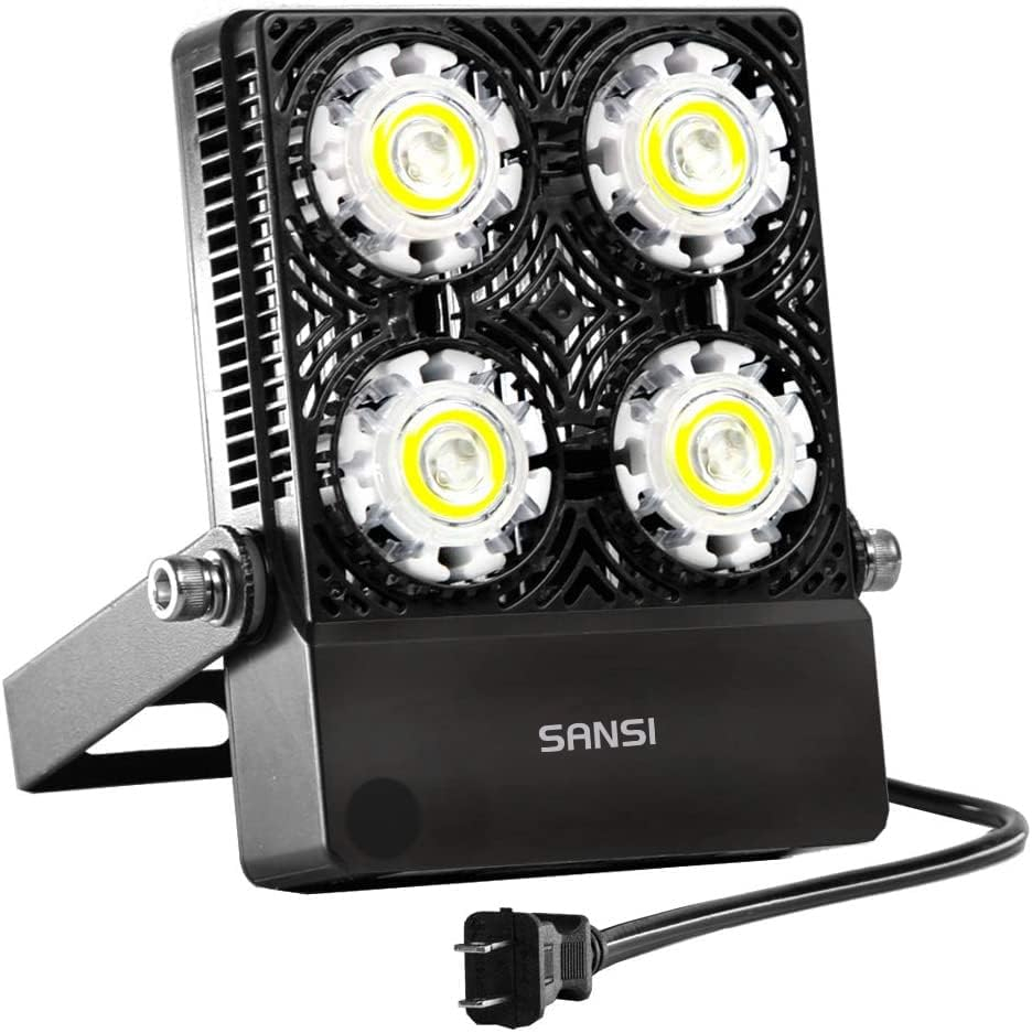 30W Outdoor LED Flood Light, 200W Equiv. 3000lm Super Bright Outdoor Security Light with Switch, IP66 Waterproof, 5700K Daylight White, Landscape Floodlight with Plug for Backyard, Garden, Warehouse