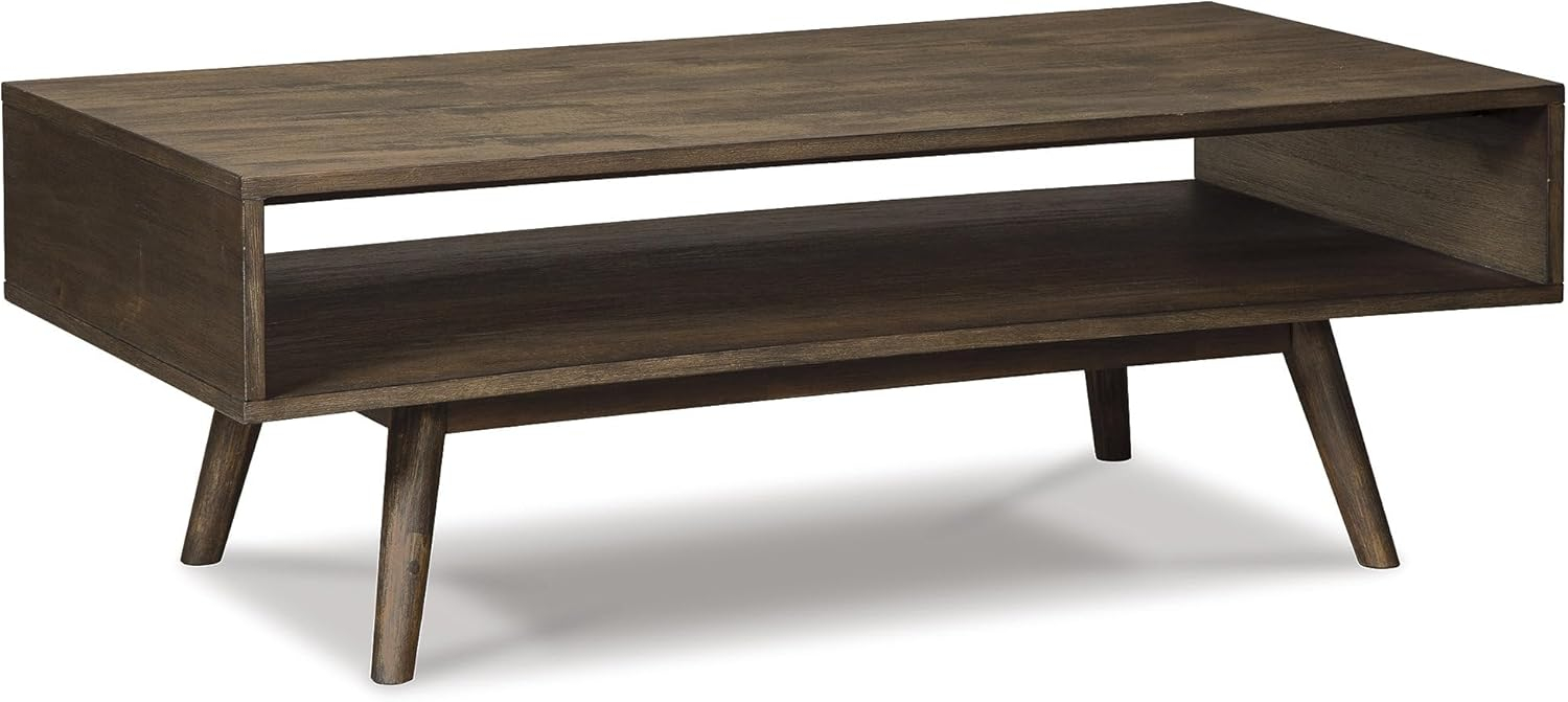Cocktail Table Brown - Signature Design by Ashley: Mid-Century, Living Room, Open Shelf Storage