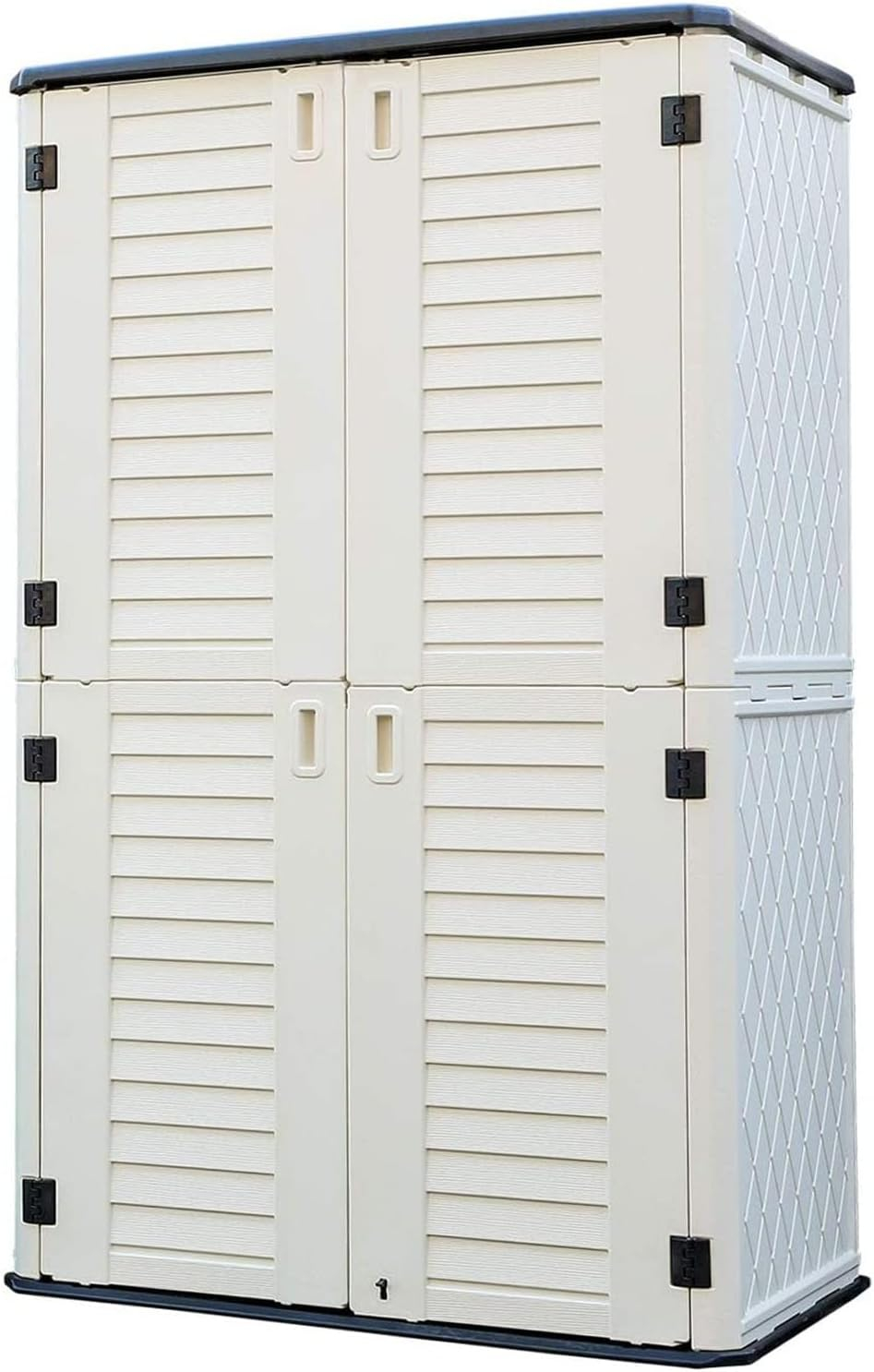 ADDOK 34 Cu.ft Outdoor Storage Shed, Horizontal Storage Unit Weather Resistance, Thick HDPE Resin Storage Cabinet for Backyards, Patio, Garden(White)