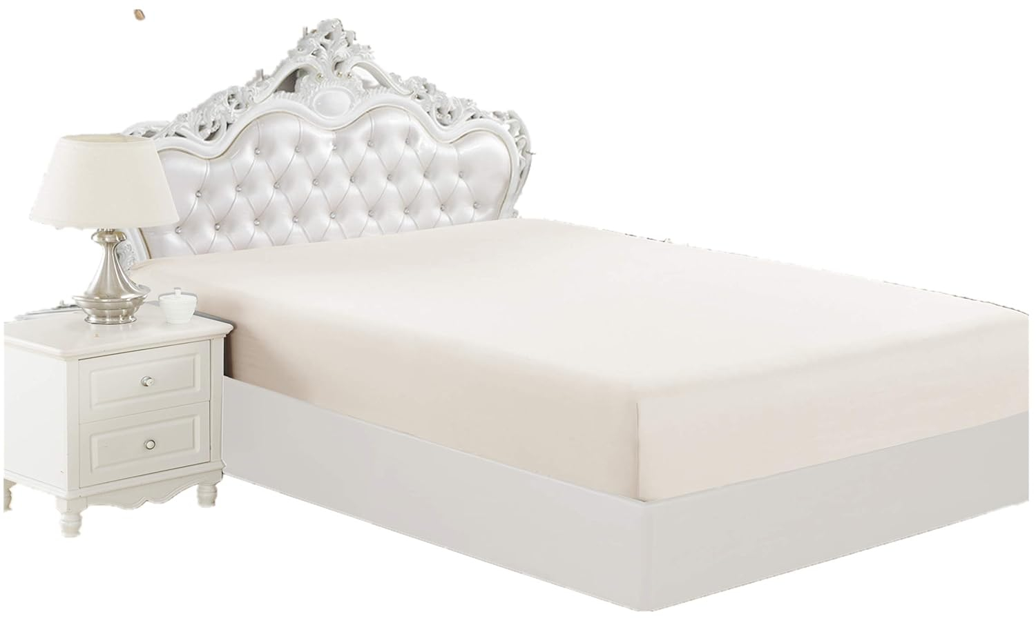 Marina Decoration Ultra Soft Silky Deep Pocket Solid Rayon from Bamboo All Season Wrinkle Free Solid Bamboo Fitted Sheet, Ivory Color King Size