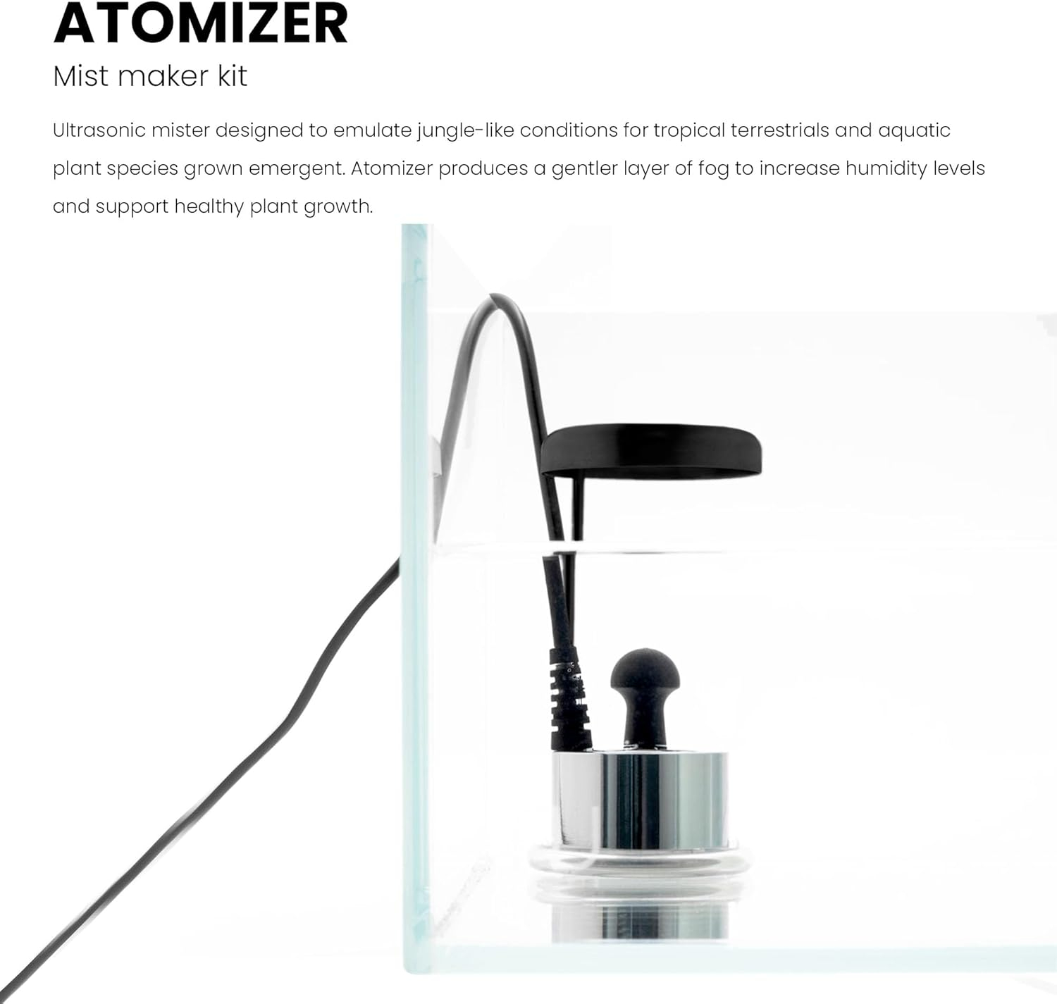 Ultum Nature Systems Atomizer Mist Maker Kit w/Lid - Fogger for Aquarium, Terrarium & Paludarium, Ultrasonic Water Mister, Aquarium Fogger, Easy to Use Smoke Maker & Versatile Fog Fountain Maker