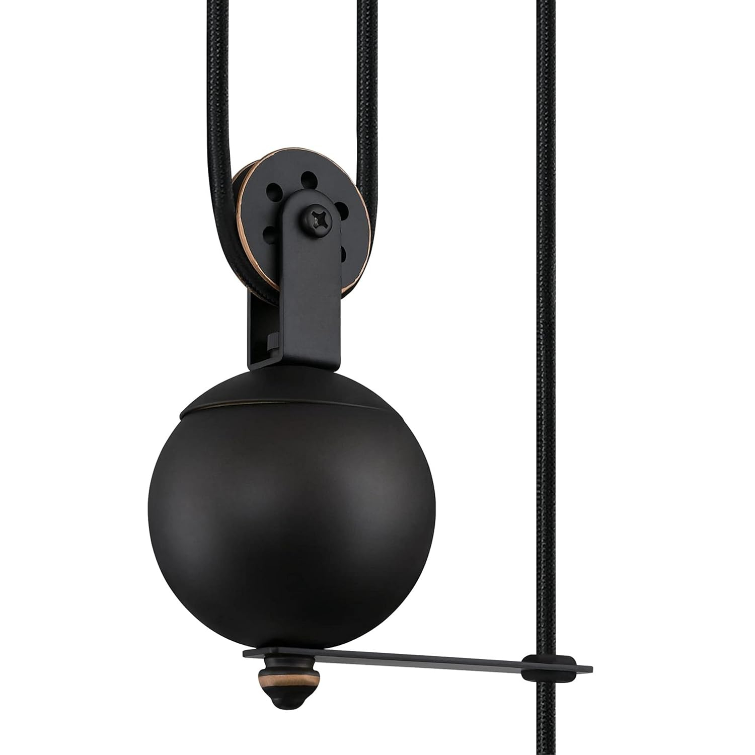 Westinghouse Chaves Pulley Pendant Black-Bronze Finish with Highlights Golden Brass Cage Shade