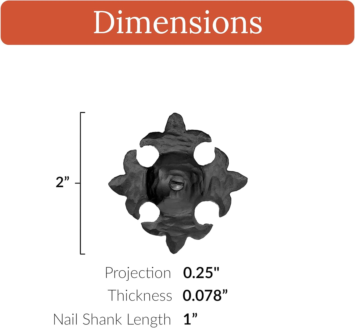 5 Pack -Iron Clavos Decorative Nails 2 inch - Black - Decorative Accent for Home Improvement Projects - Farmhouse Shutters, Barn Door Hardware, Furniture, Carriage Gates - Borderland Rustic Hardware