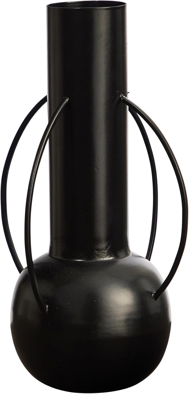 Nearly Natural 14in. Contemporary Metal Vase, Black