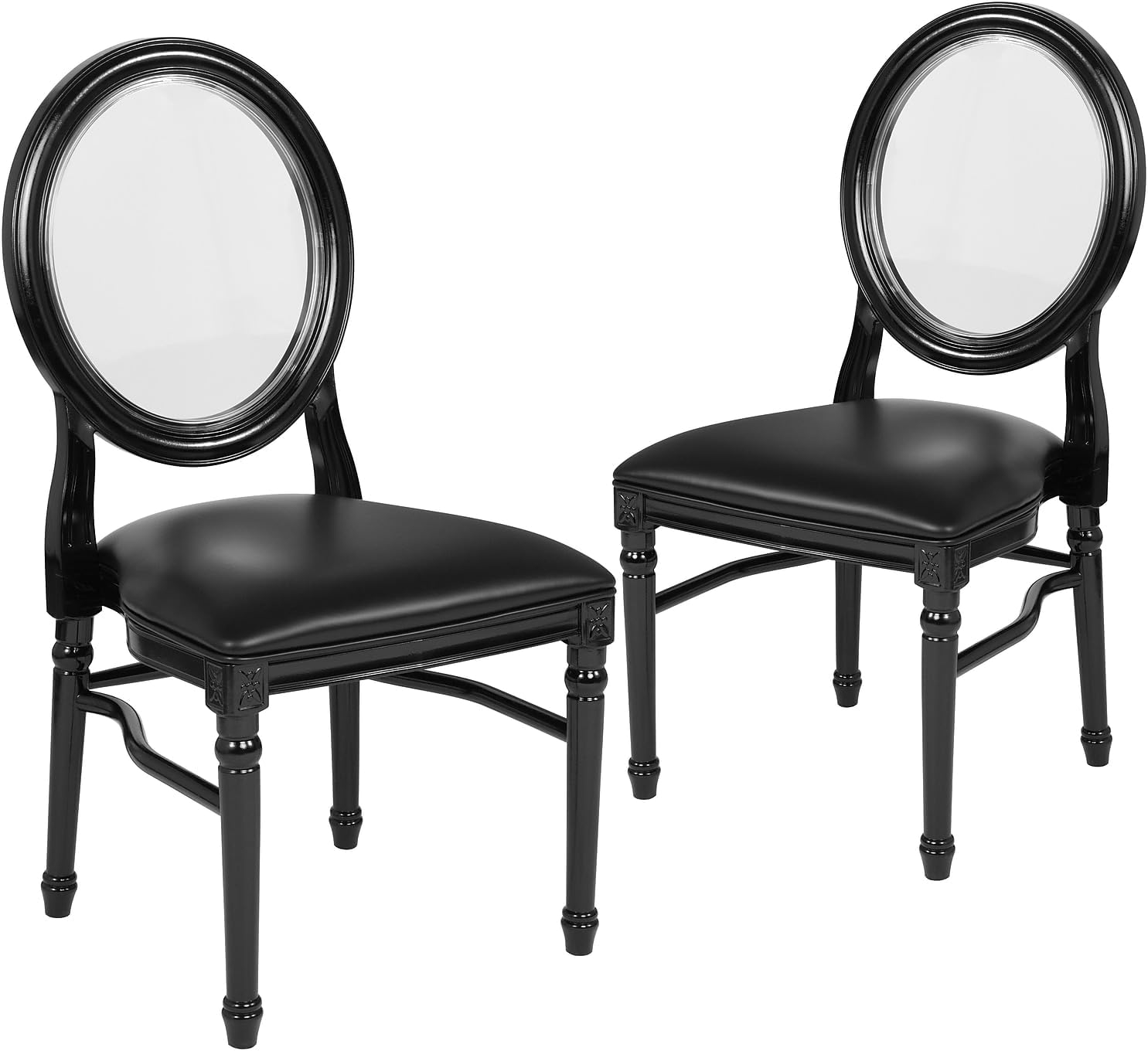 Flash Furniture 2 Pack HERCULES Series 900 lb. Capacity King Louis Chair with Tufted Back, Black Vinyl Seat and Black Frame