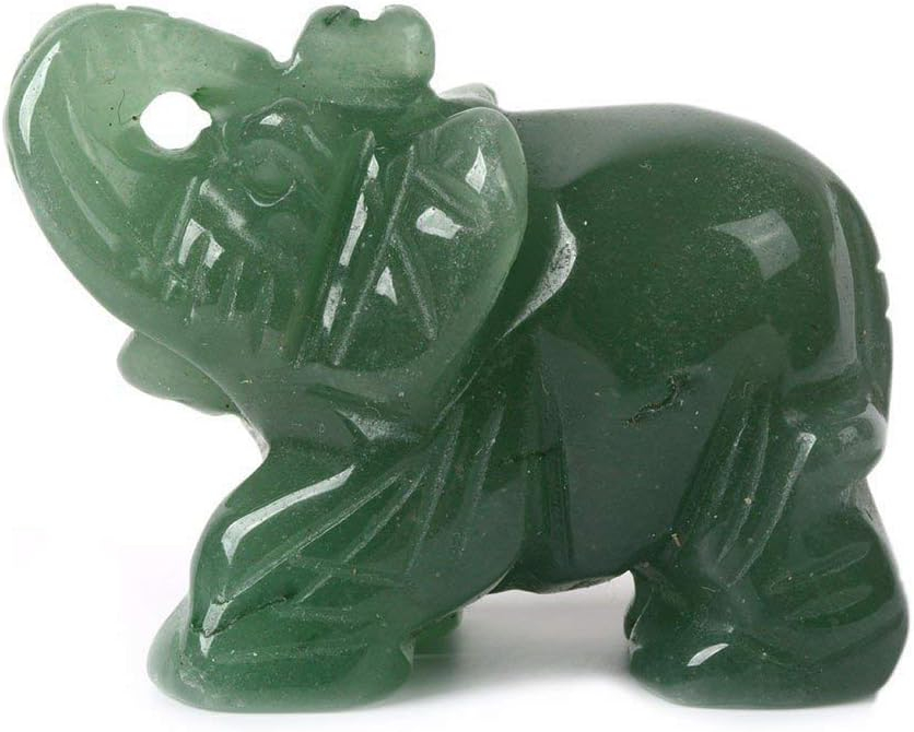 Carved Natural Green Aventurine Gemstone Elephant Healing Crystal Guardian Statue Figurine Crafts 2 inch