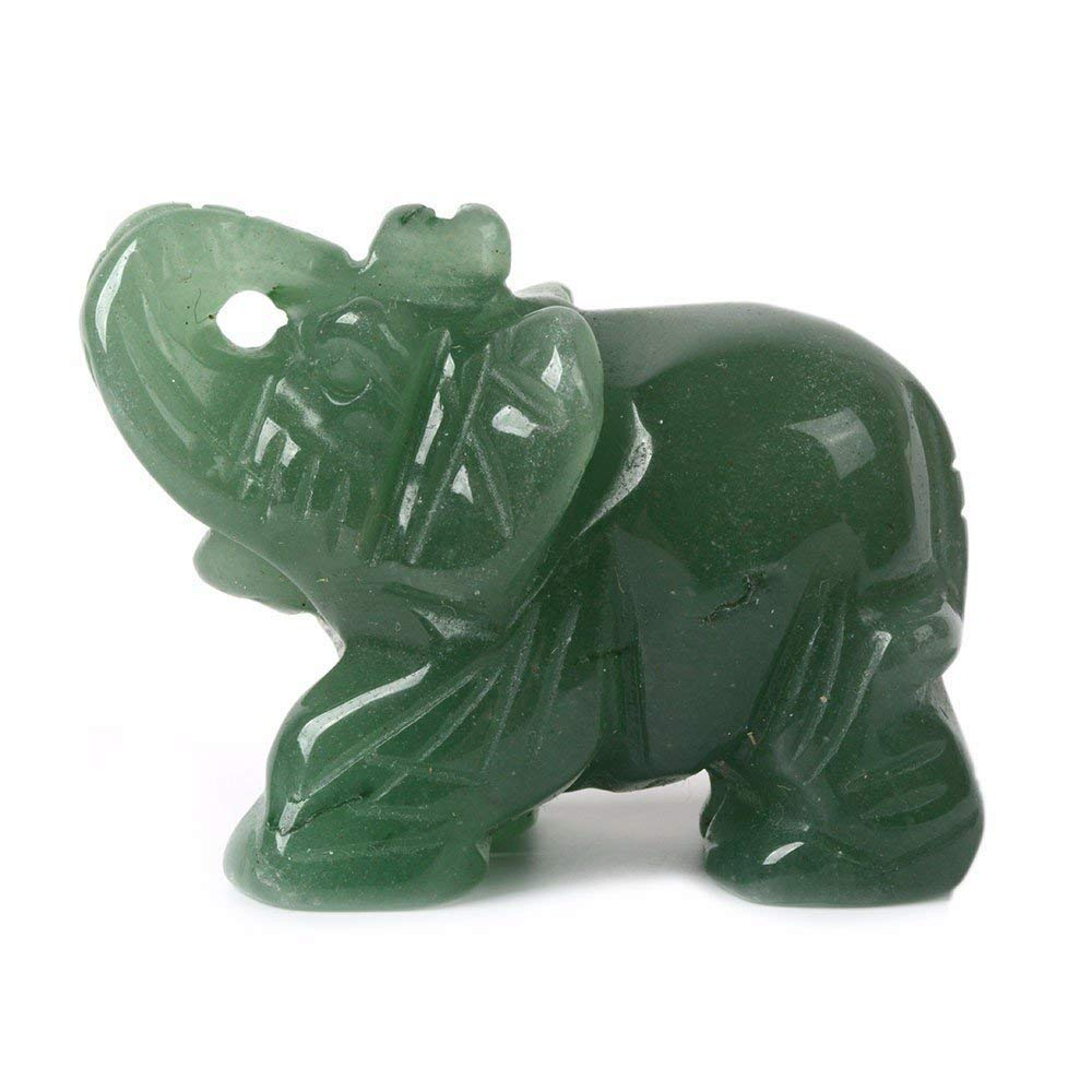 Carved Natural Green Aventurine Gemstone Elephant Healing Crystal Guardian Statue Figurine Crafts 2 inch