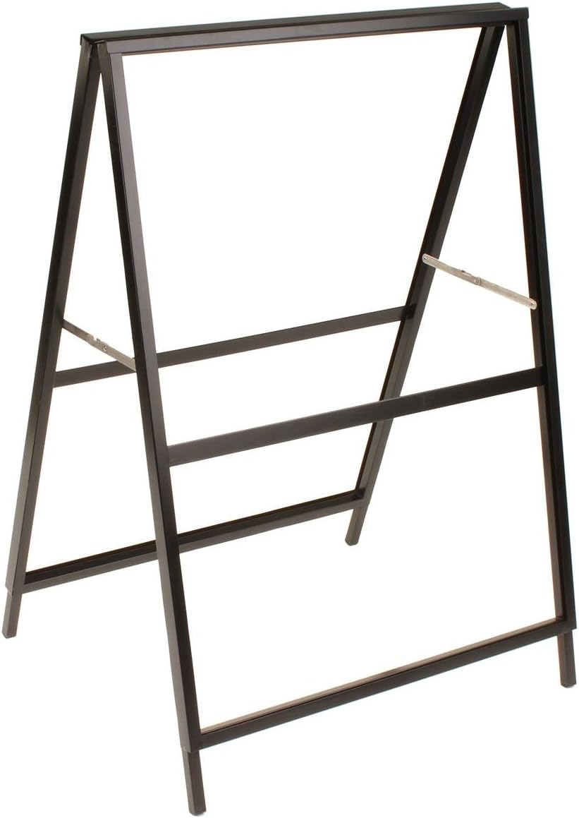 Black Finish Steel Sidewalk Sign Frame, 30-3/8 x 43 x 25-1/4-Inch, Double-Sided, A-Frame Style, for Outdoor Use